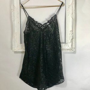 Vtg Lucie Ann II black lace nightie/slip